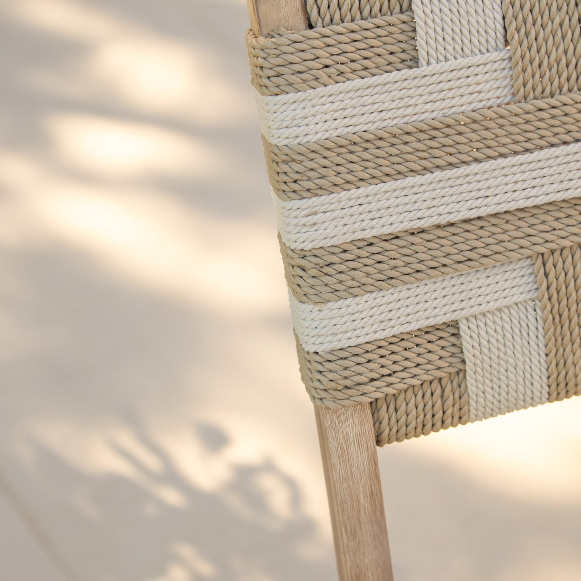Saffron Brushed Light Acacia Garden Chair - Set of 2 - Beige/Natural Rope