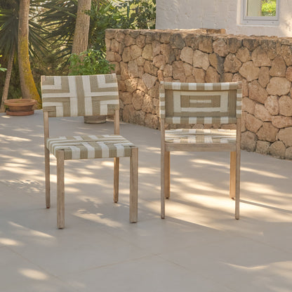 Saffron Brushed Light Acacia Garden Chair - Set of 2 - Beige/Natural Rope