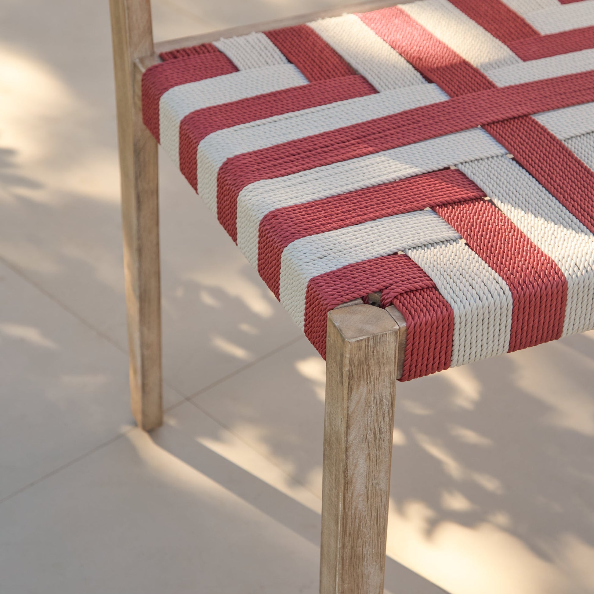 Saffron Brushed Light Acacia Garden Chair - Set of 2 - Beige/Paprika