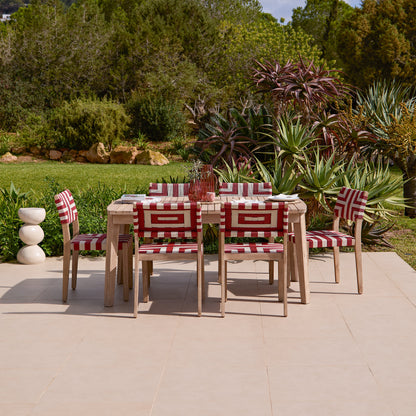 Saffron 6 Seater Extending Wooden Garden Dining Set with Saffron Paprika/Beige Chairs - Laura James