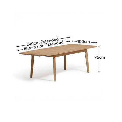 Saffron 8 Seater Extending Garden Dining Table - Brushed Light Acacia - Laura James