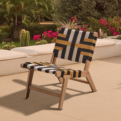 Saffron White Acacia Occasional Chair - Beige/Black/Yellow Rope - Laura James