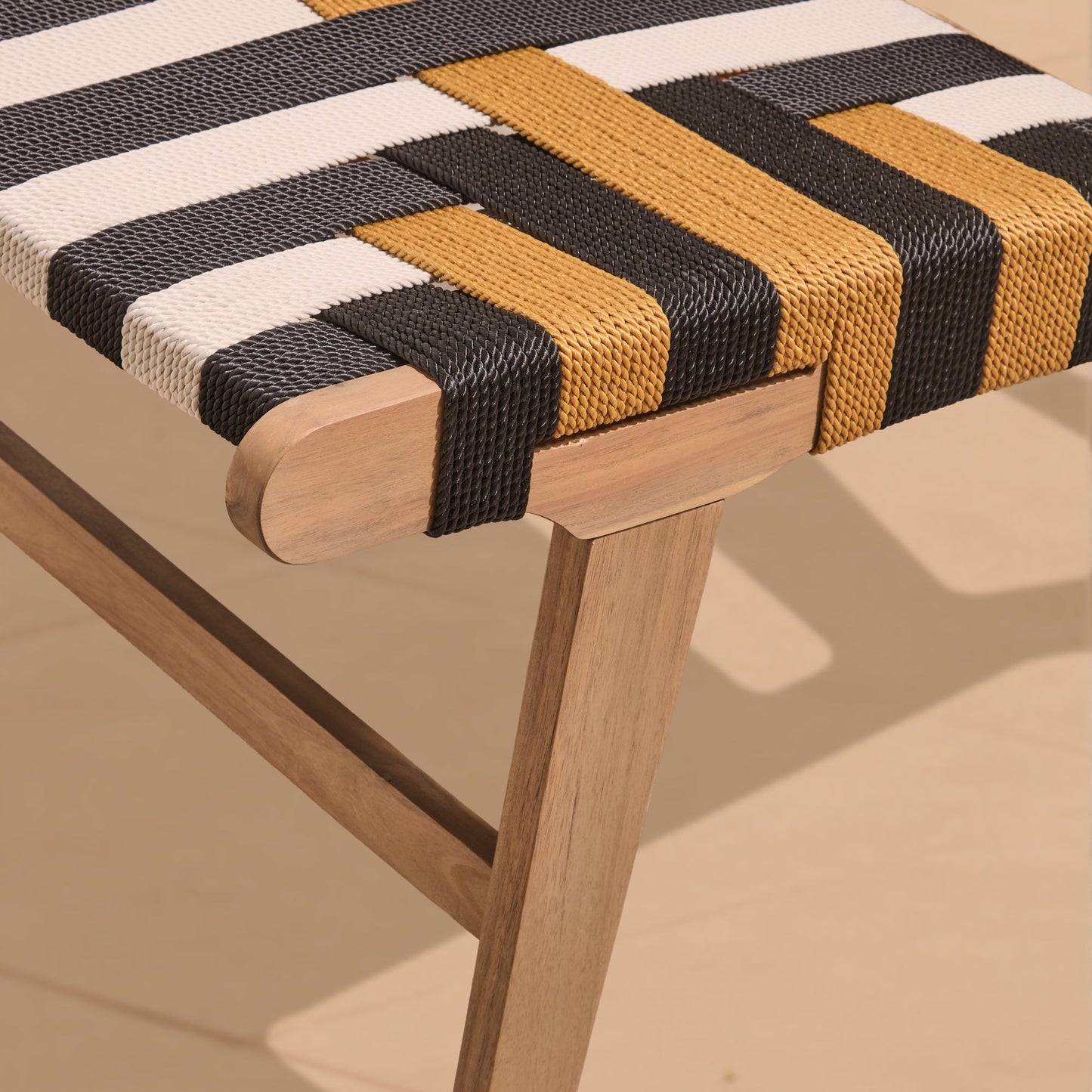 Saffron White Acacia Occasional Chair - Beige/Black/Yellow Rope - Laura James