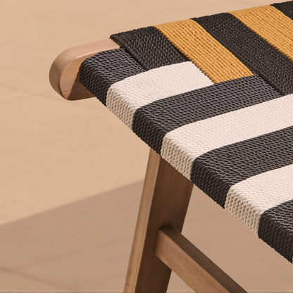 Saffron White Acacia Occasional Chair - Beige/Black/Yellow Rope - Laura James