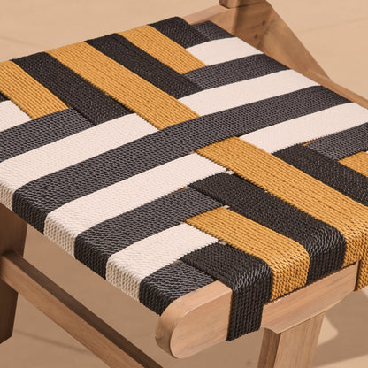 Saffron White Acacia Occasional Chair - Beige/Black/Yellow Rope - Laura James