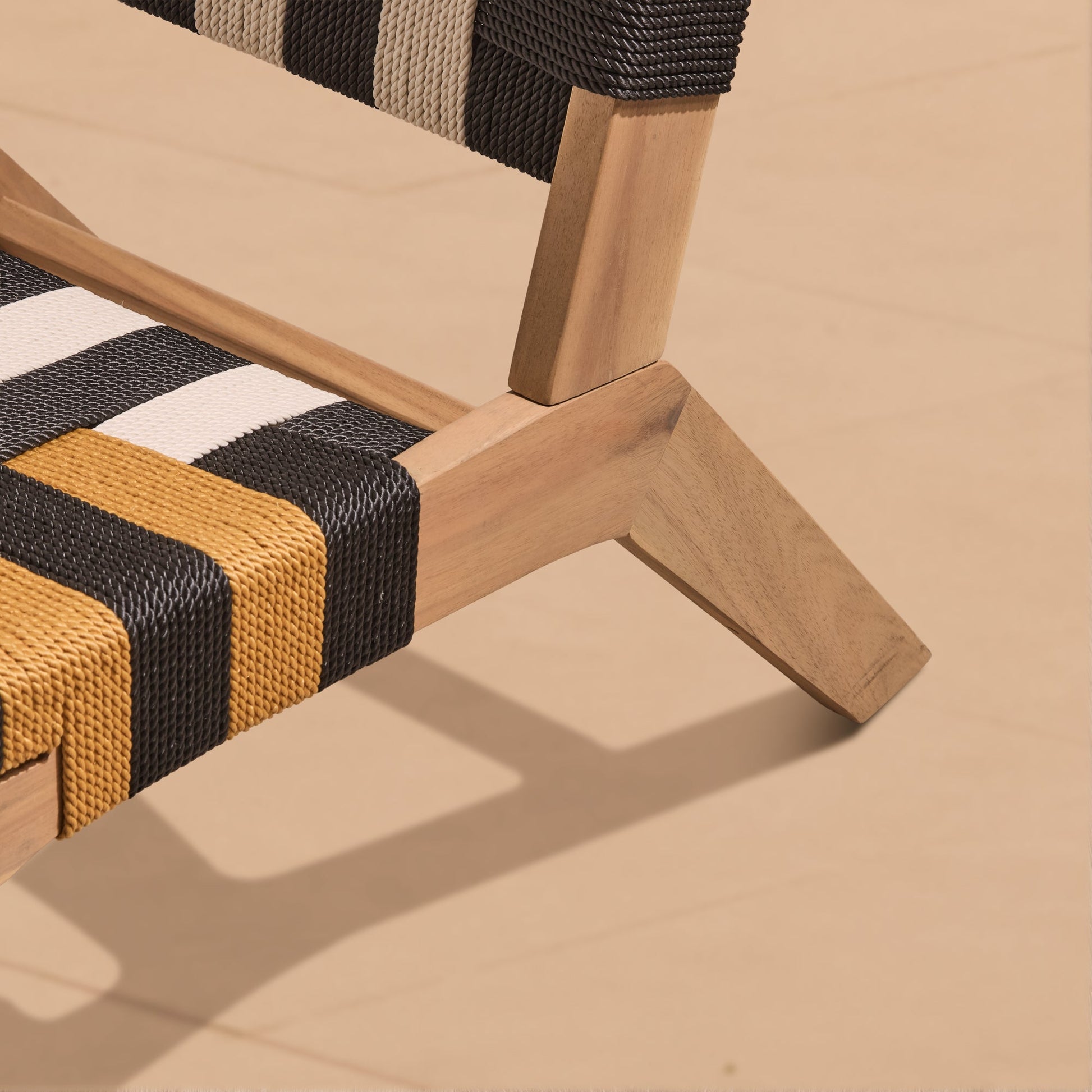 Saffron White Acacia Occasional Chair - Beige/Black/Yellow Rope - Laura James