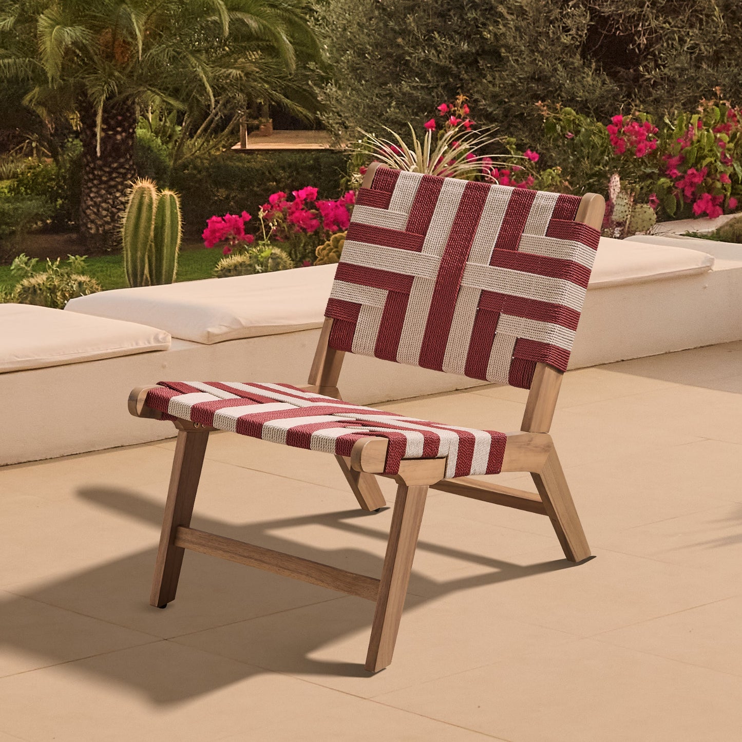 Saffron White Acacia Occasional Chair - Beige/Paprika Rope - Laura James