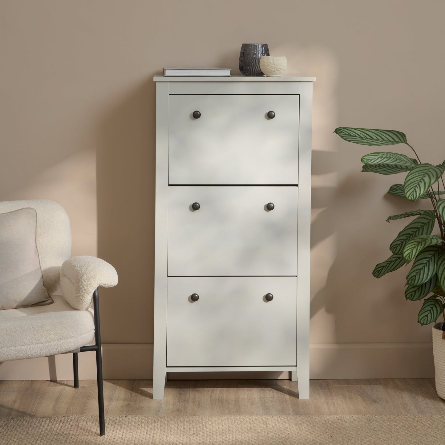Sandhurst 60cm Three Door Shoe Cabinet - Mist Grey