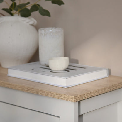 Sandhurst 60cm Three Door Shoe Cabinet - Snow White with Coastal Oak Top