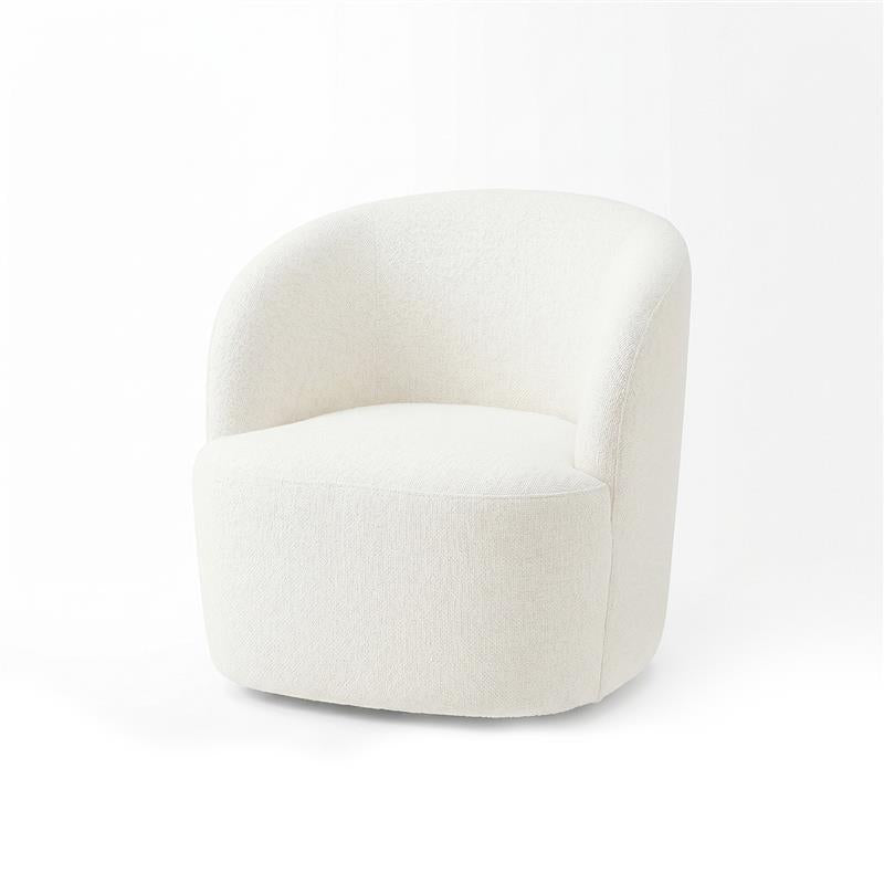 Sawyer 68cm Swivel Armchair & Alder 45cm Footstool - Oyster White - Laura James