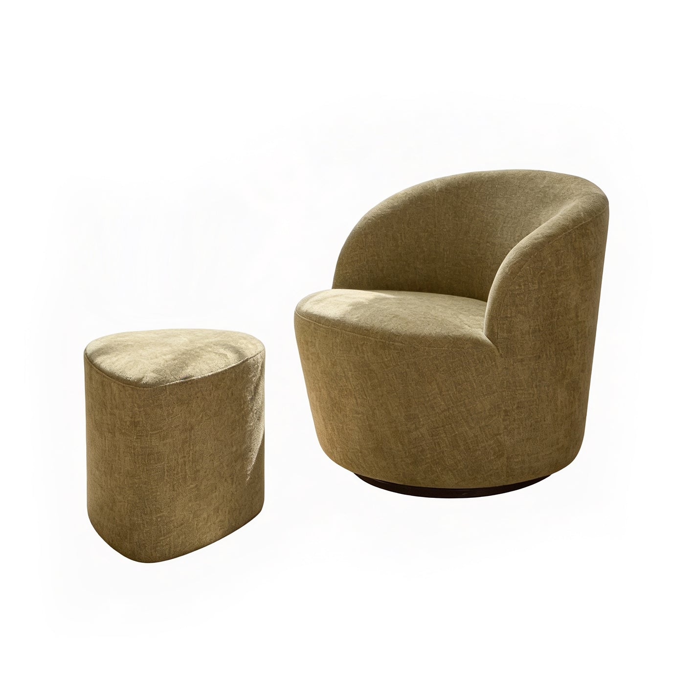 Sawyer 68cm Swivel Armchair & Alder 45cm Footstool - Moss Green - Laura James
