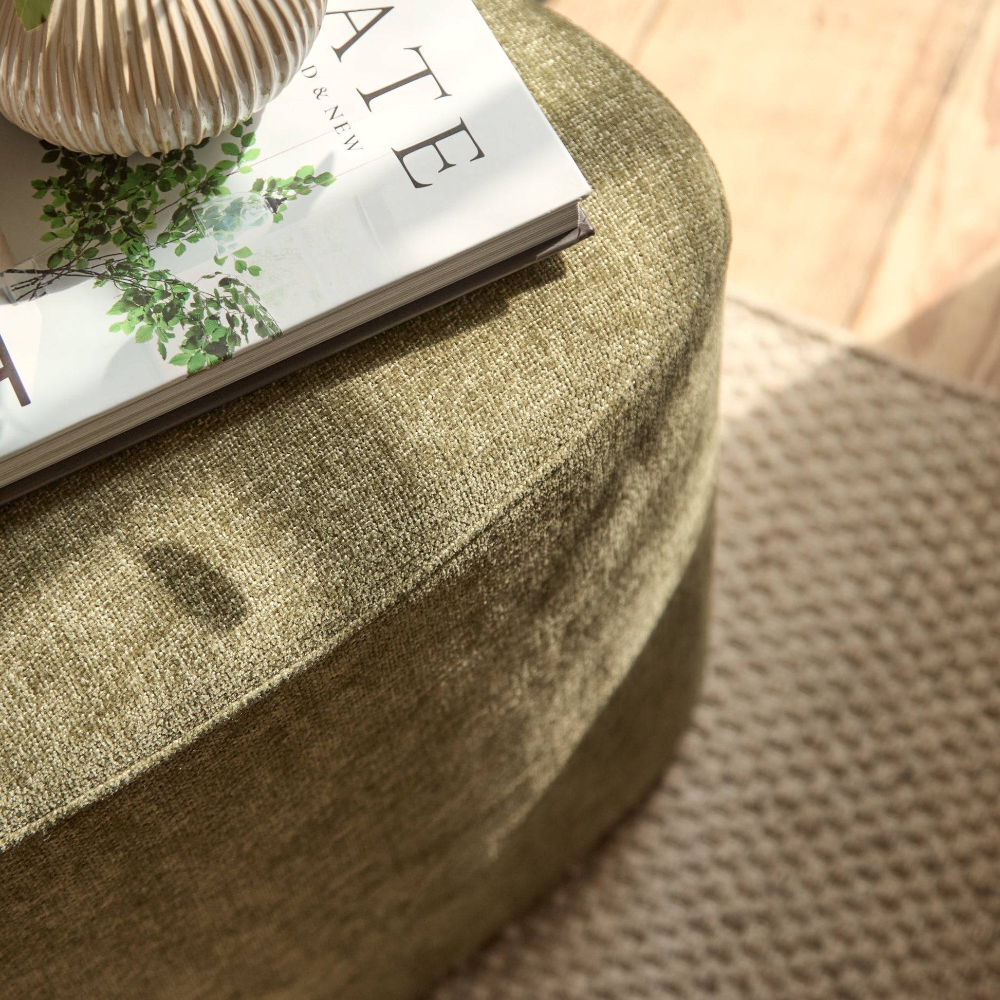 Sawyer 68cm Swivel Armchair & Alder 45cm Footstool - Moss Green - Laura James