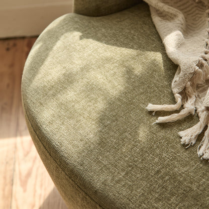 Sawyer 68cm Swivel Armchair & Alder 45cm Footstool - Moss Green - Laura James