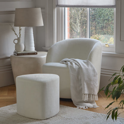 Sawyer 68cm Swivel Armchair & Alder 45cm Footstool - Oyster White