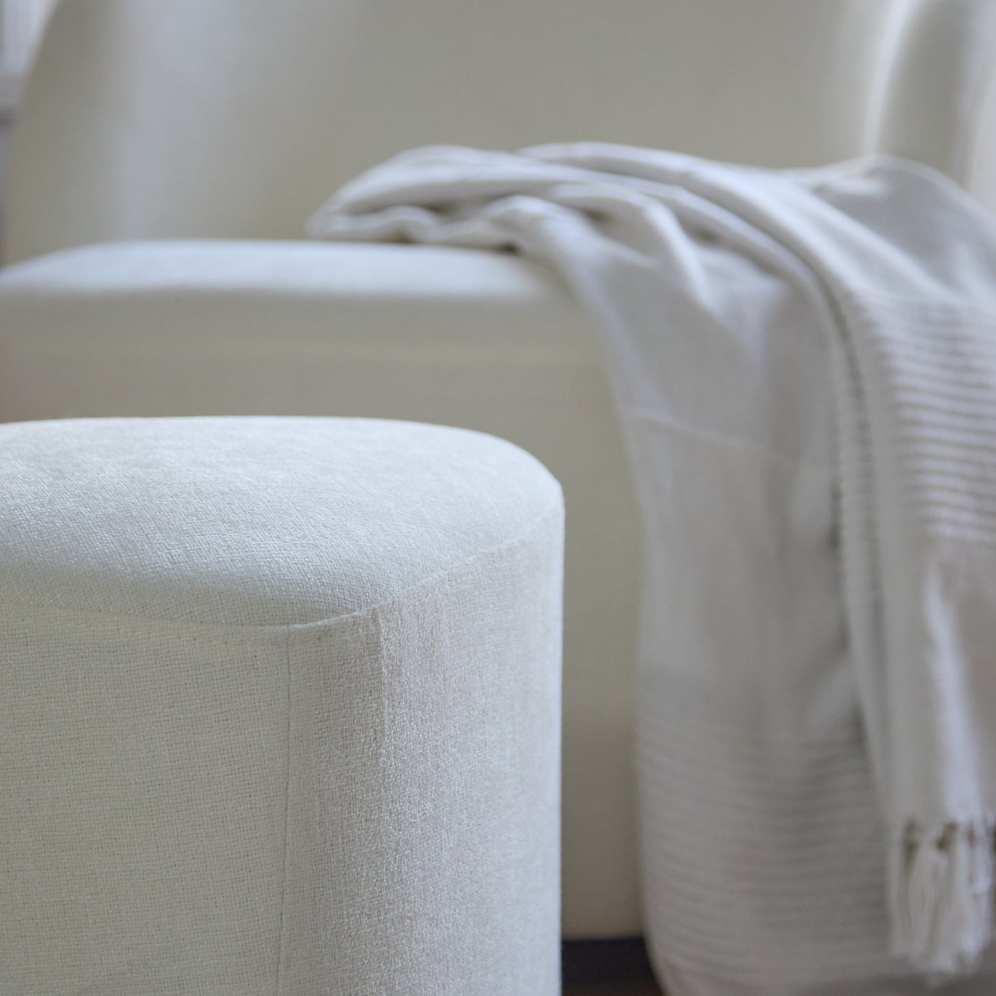 Sawyer 68cm Swivel Armchair & Alder 45cm Footstool - Oyster White