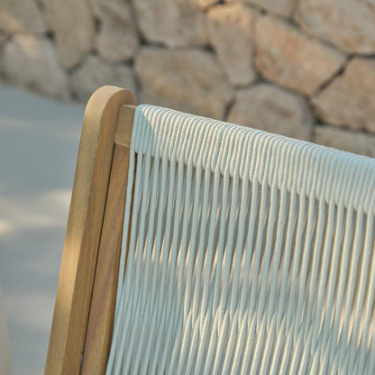 Seren White Acacia Occasional Garden Chair - Beige Rope - Laura James