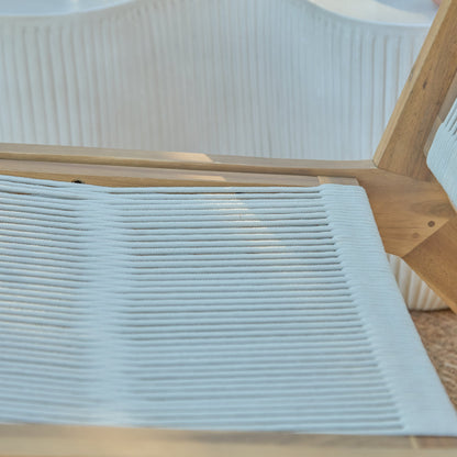 Seren White Acacia Occasional Garden Chair - Beige Rope - Laura James