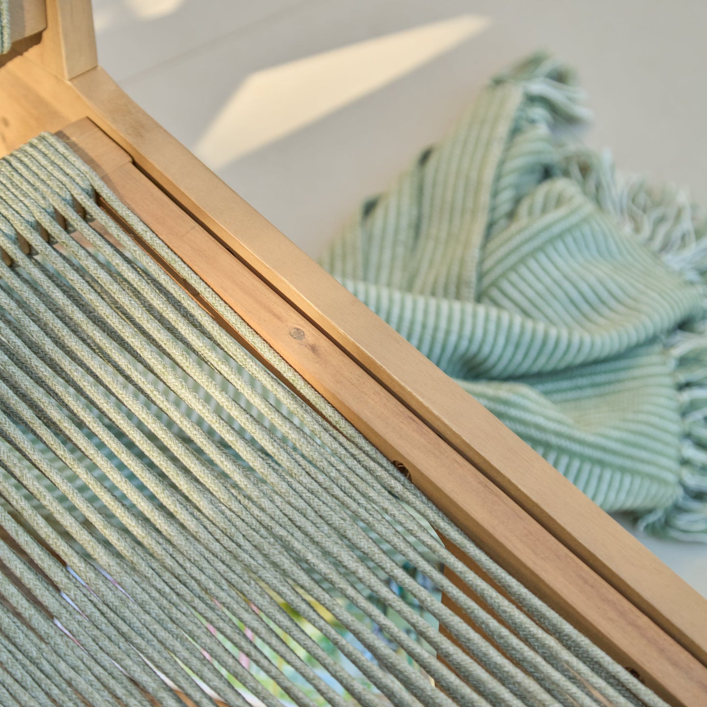 Seren White Acacia Occasional Garden Chair - Mottled Green Rope - Laura James