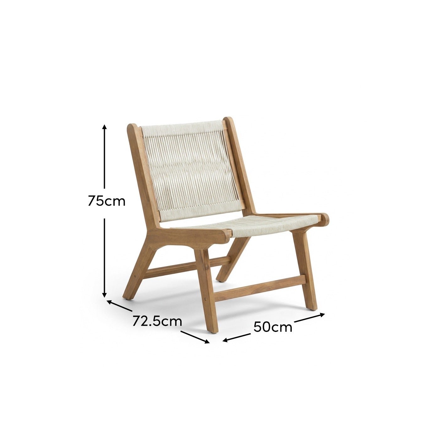 Seren White Acacia Occasional Garden Chair - Beige Rope - Laura James