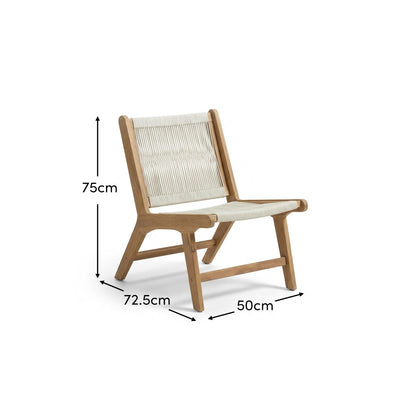 Seren White Acacia Occasional Garden Chair - Beige Rope - Laura James