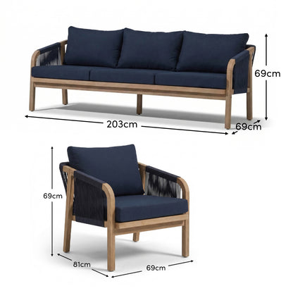 Shiro 5 Seater Garden Sofa - Navy - Laura James Ireland