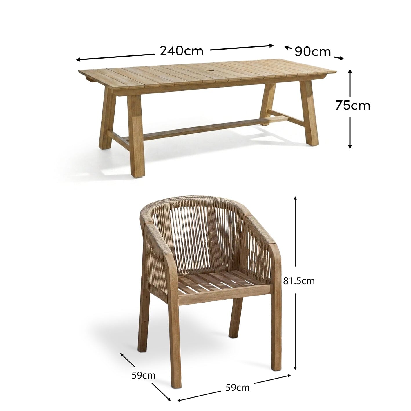 Shiro 8 Seater Wooden Garden Dining Set with Nala Dining Chairs - Laura James