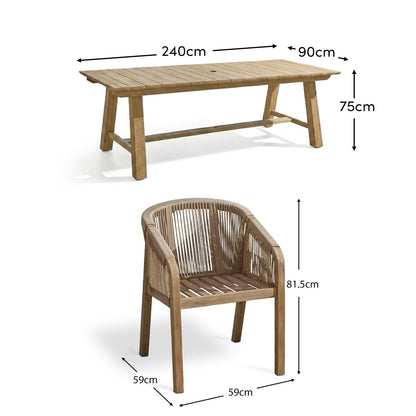 Shiro 8 Seater Wooden Garden Dining Set with Nala Dining Chairs - Laura James