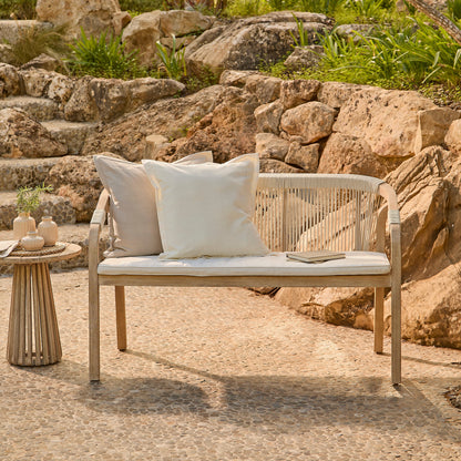 Shiro Wooden Garden Bench - Beige Rope - Laura James