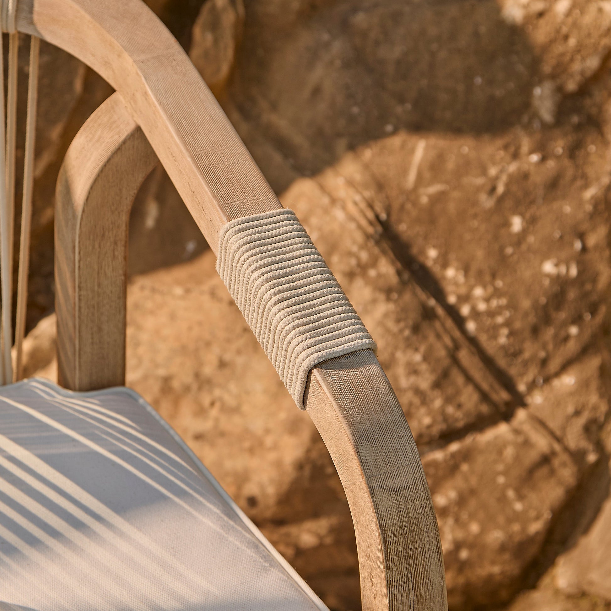 Shiro Wooden Garden Bench - Beige Rope - Laura James