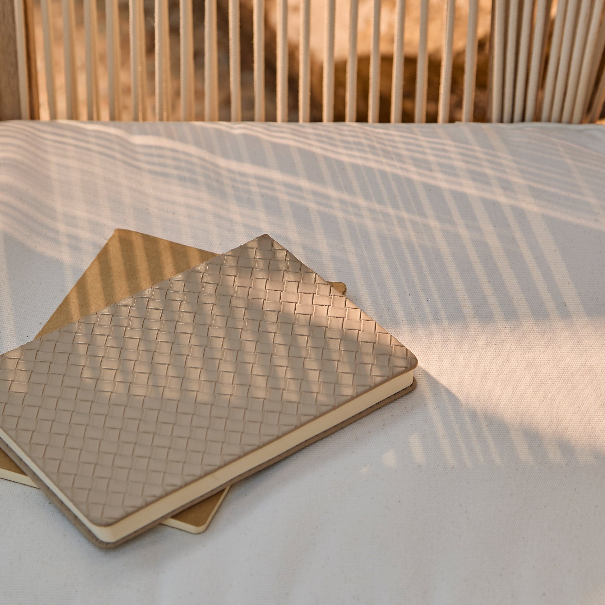Shiro Wooden Garden Bench - Beige Rope - Laura James