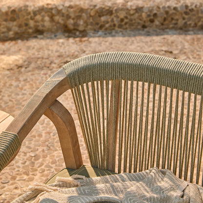 Shiro Wooden Garden Bench - Green Rope - Laura James