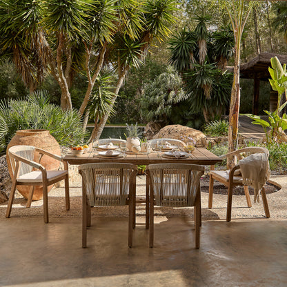 Shiro Beige Rope Wooden Garden Chairs - Set of 2 - Laura James