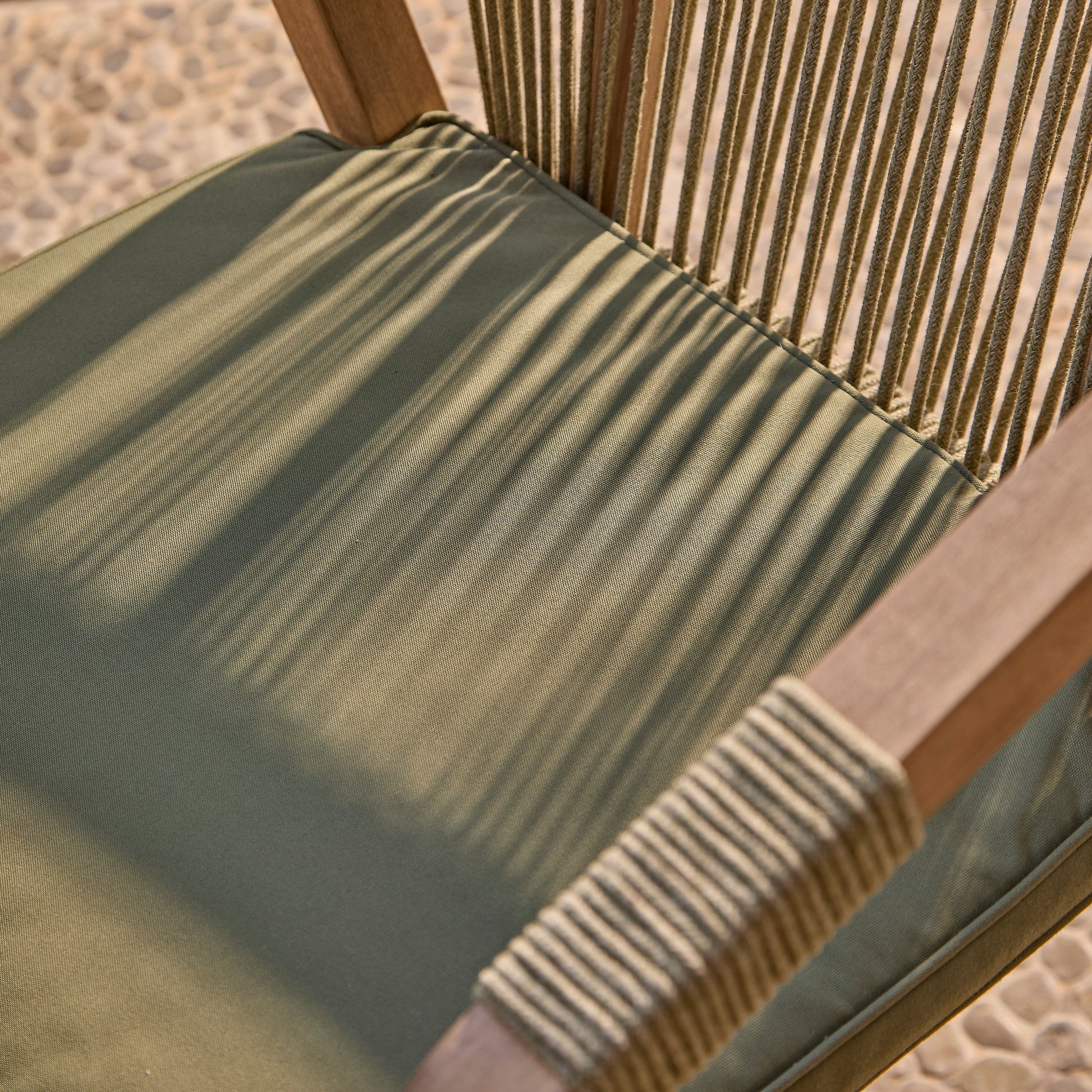 Shiro Green Rope Wooden Garden Chairs - Set of 2 - Laura James