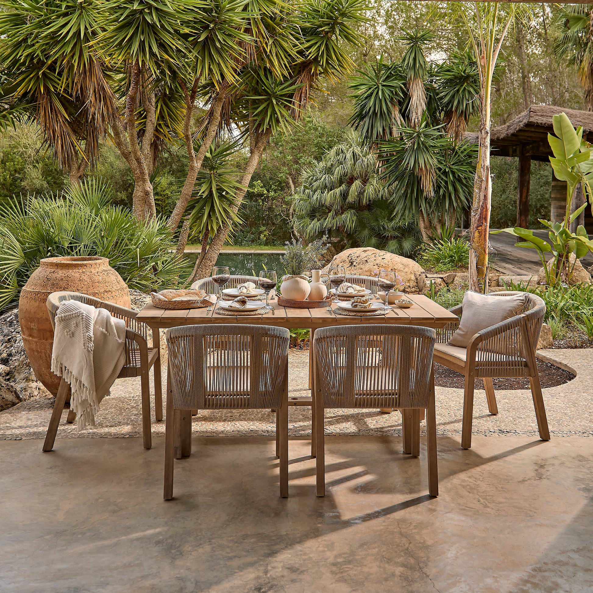 Shiro 6 Seater Dining Table Set with Nala Dining Chairs & Cushions - Laura James