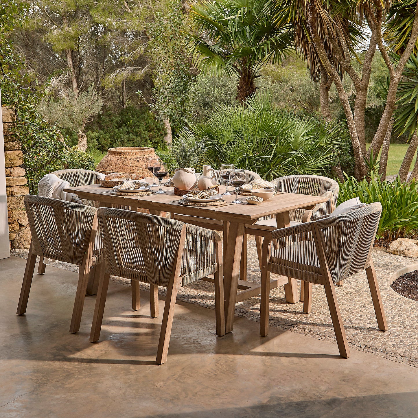 Shiro 6 Seater Dining Table Set with Nala Dining Chairs & Cushions - Laura James