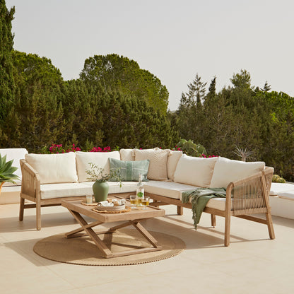 Shiro Wooden Garden Corner Sofa Set with Akira Coffee Table
- Laura James 