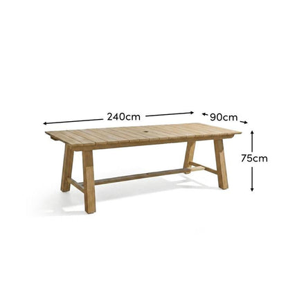 Shiro 8 Seater Wooden Garden Dining Table - Brushed Light Acacia - Laura James