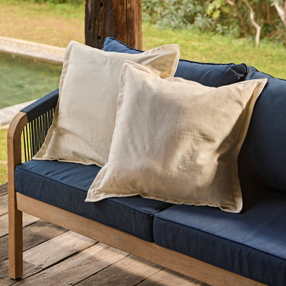 Shiro Brushed Light Acacia Garden Corner Sofa - Navy Rope - Laura James Ireland 