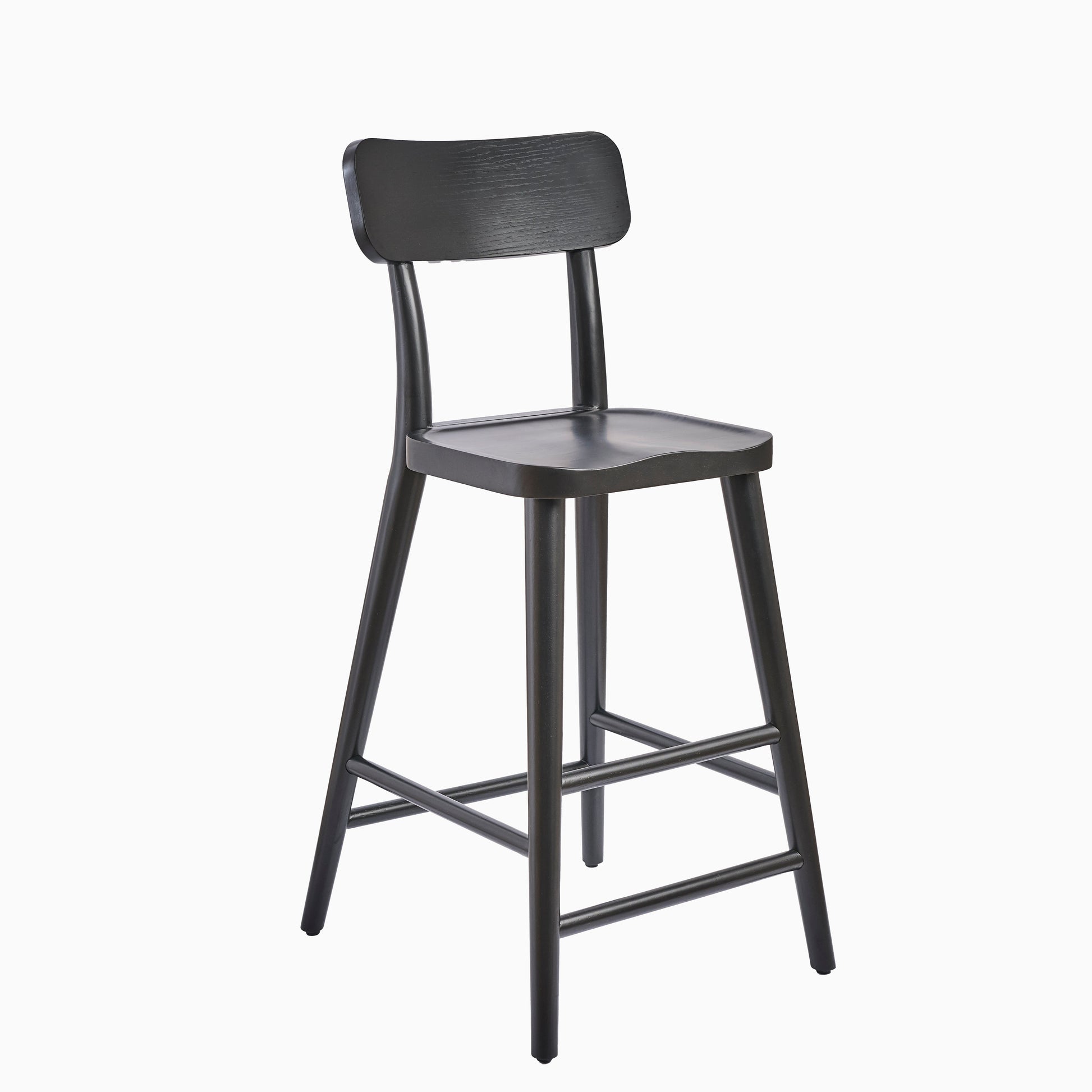 Silvester Black Bar Stool with Backrest - Laura James 