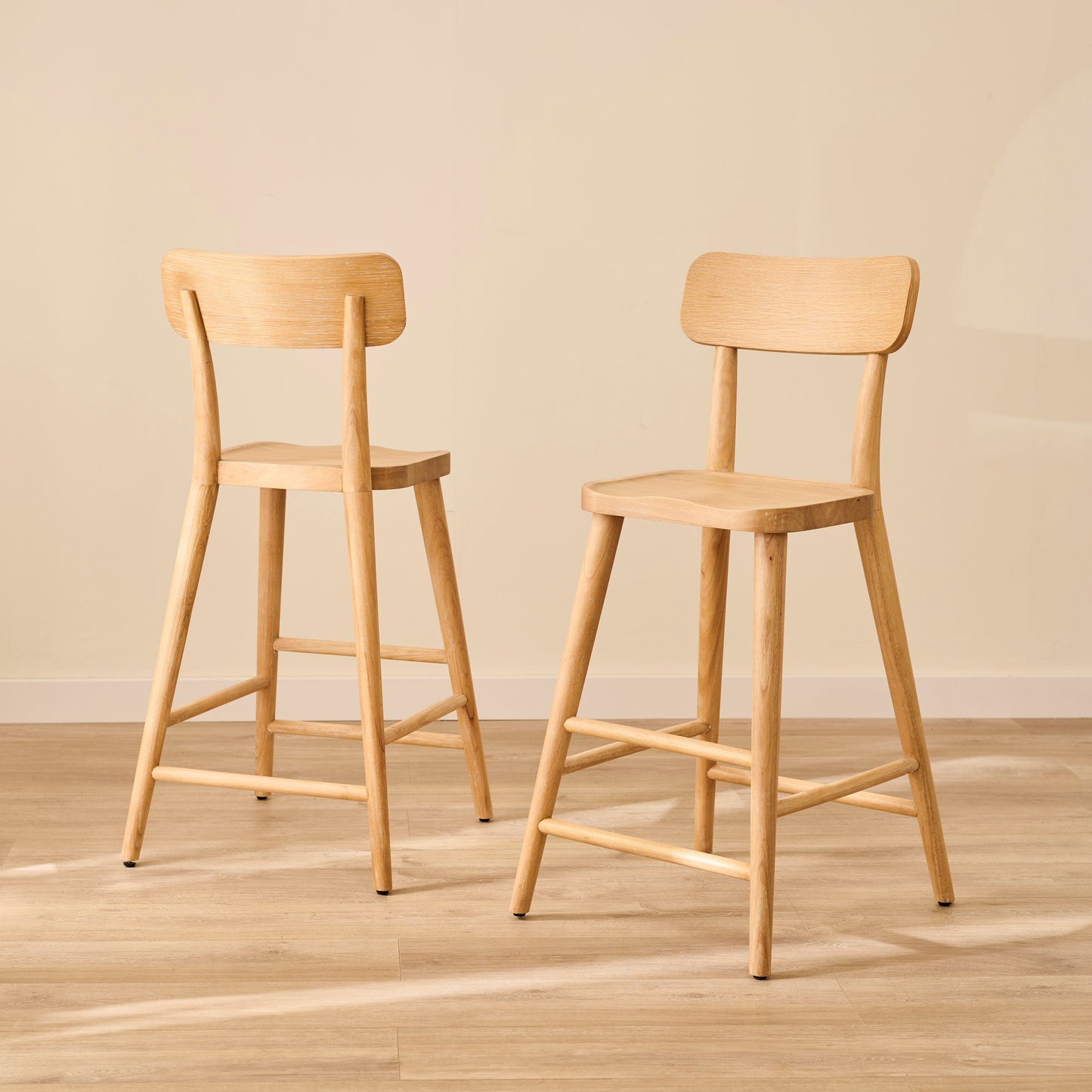 Silvester Whitewash Oak Bar Stool with Backrest - Laura James