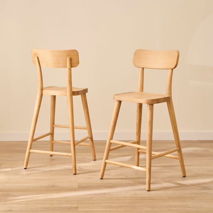 Silvester Whitewash Oak Bar Stool with Backrest - Laura James