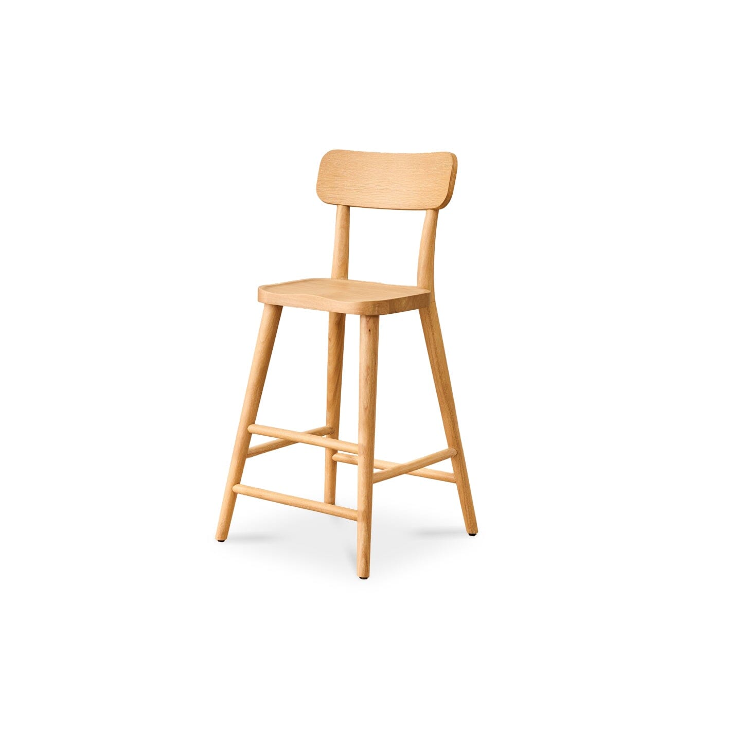 Silvester Whitewash Oak Bar Stool with Backrest - Laura James