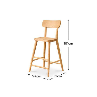 Silvester Whitewash Oak Bar Stool with Backrest - Laura James