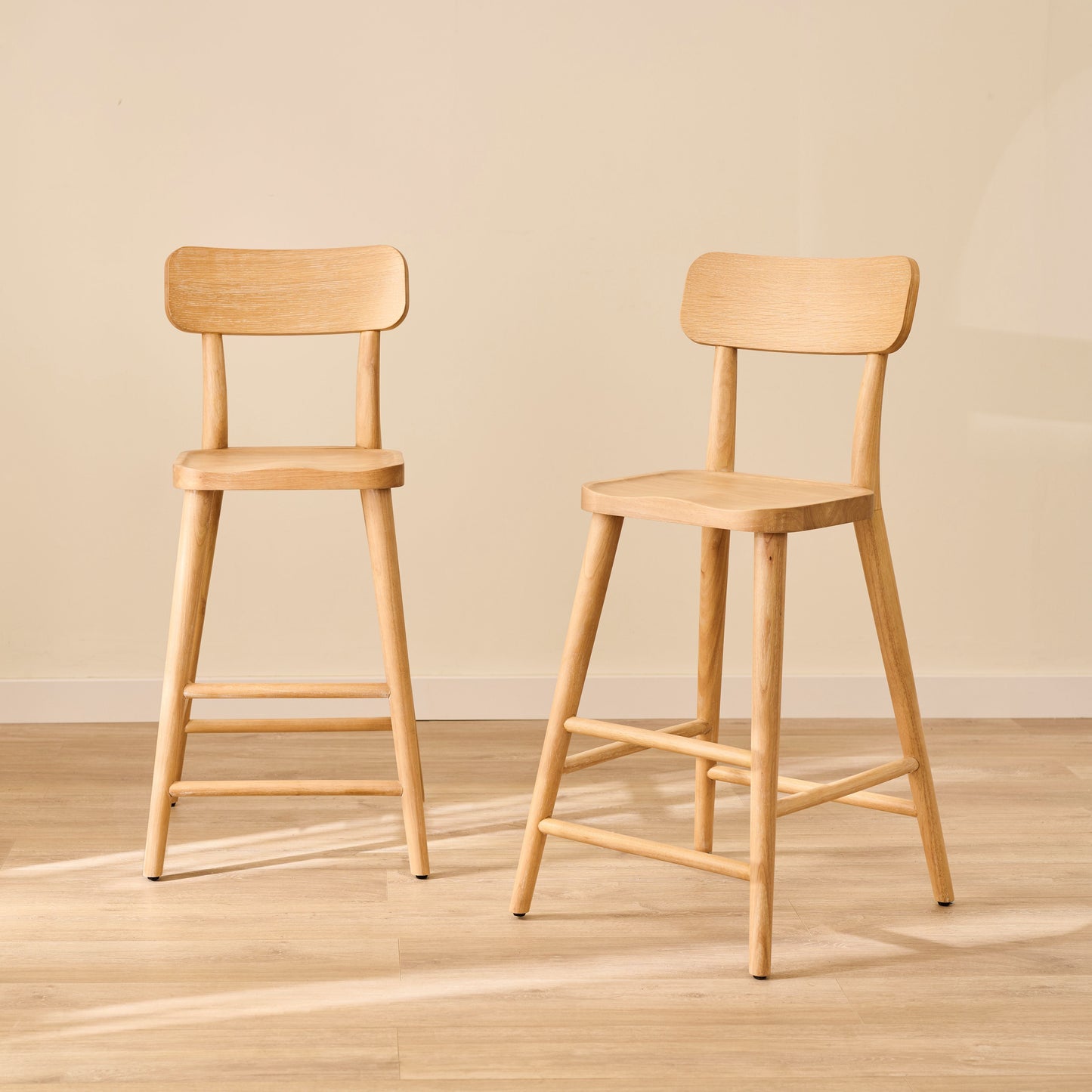 Silvester Whitewash Oak Bar Stool with Backrest - Laura James