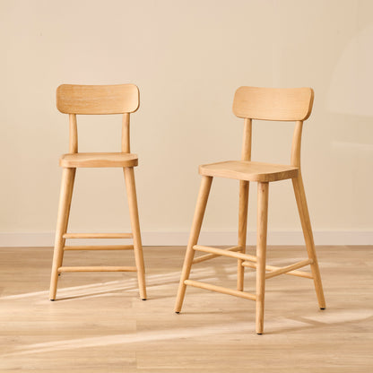 Silvester Whitewash Oak Bar Stool with Backrest - Laura James