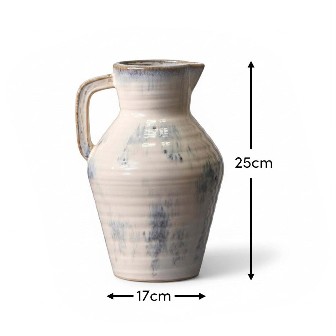 Sintra Ceramic 24.5cm Vase with Handle - Cornflower Reactive Glaze - Laura James