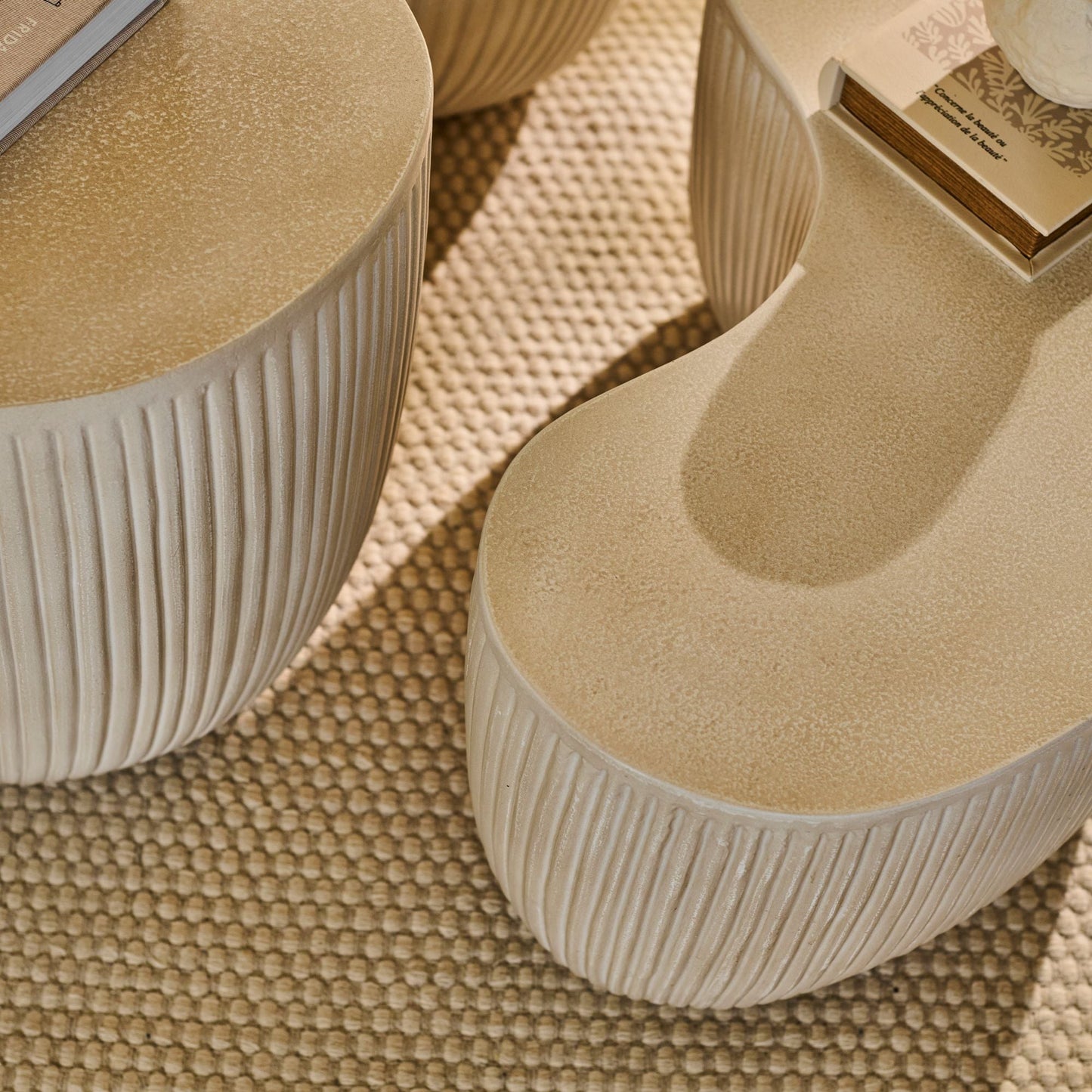 Sohan 61cm with 84cm Kidney Coffee Table - Sand - Laura James