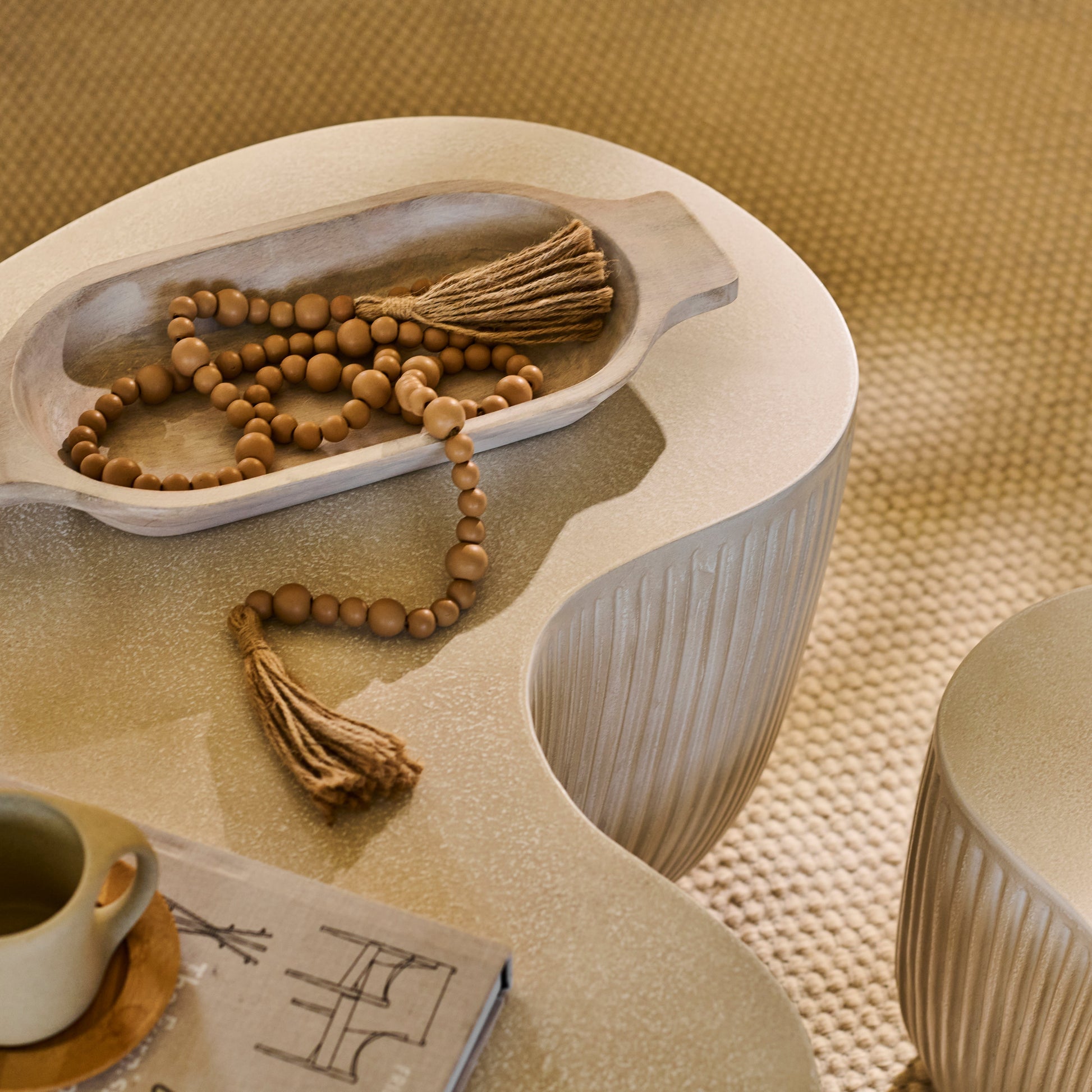 Sohan 61cm with 84cm Kidney Coffee Table - Sand - Laura James