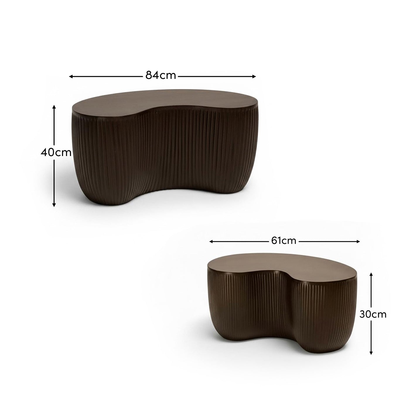 Sohan 61cm with 84cm Kidney Coffee Table - Lava Black - Laura James