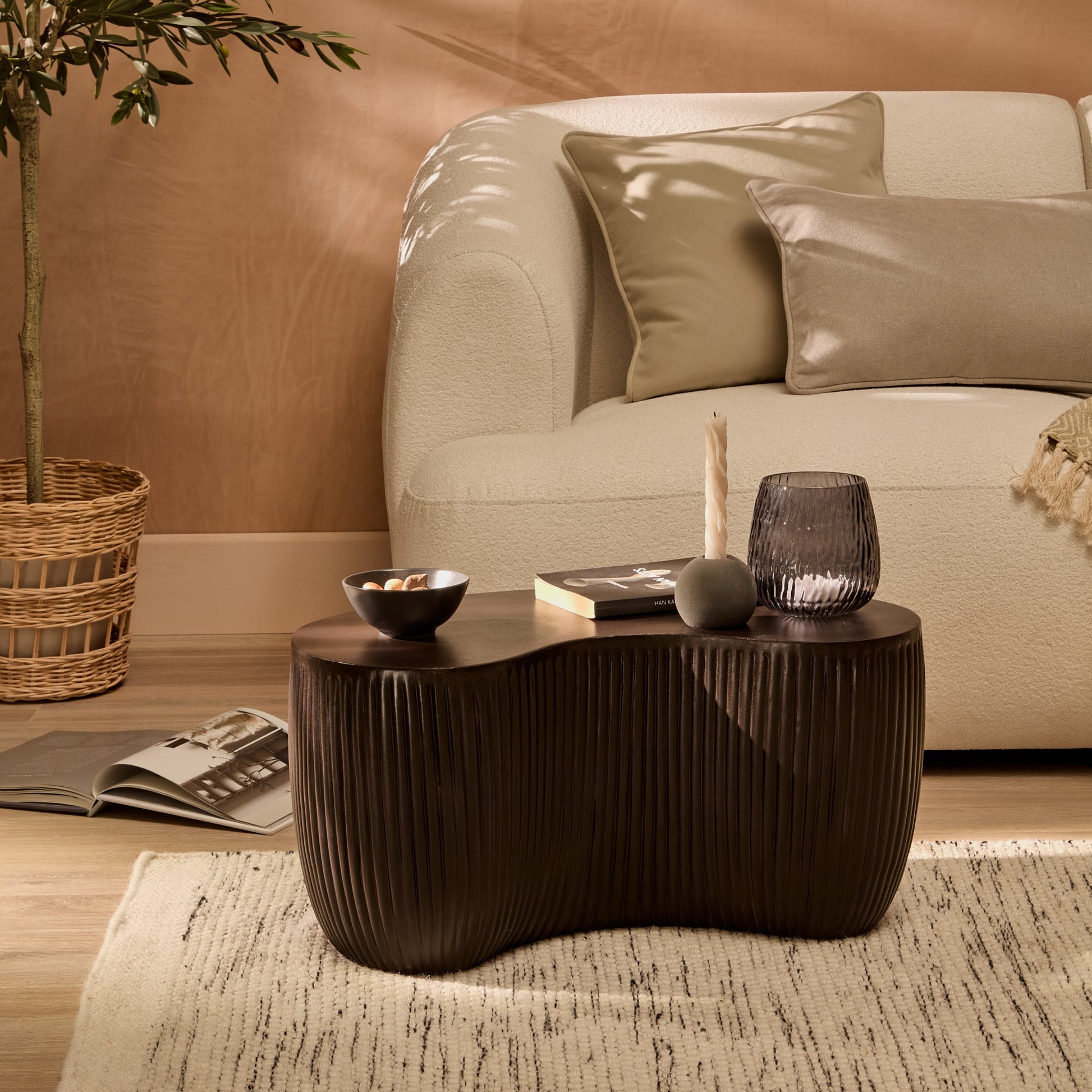 Sohan 61cm Kidney Coffee Table - Lava Black - Laura James